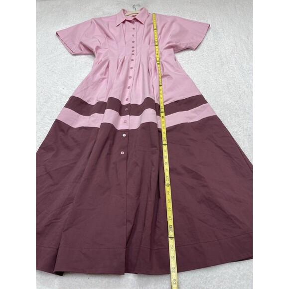 Exquise Anthropologie Midi Dress Pink Tobie Button Front Pleat Shirt Size XL NWT - Picture 4 of 11